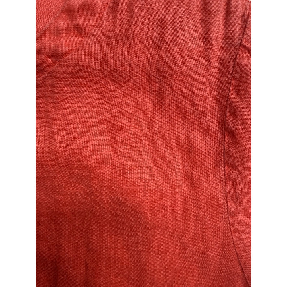Cynthia Rowley 100%‎ Linen Coral Red Short Sleeve Top Women's Medium Button Hem - Picture 8 of 12